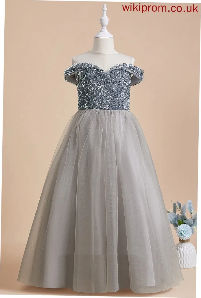 '- Dress Girl A-Line Janet Scoop Flower Girl Dresses Sleeveless Tulle/Sequined Neck Flower Floor-length
