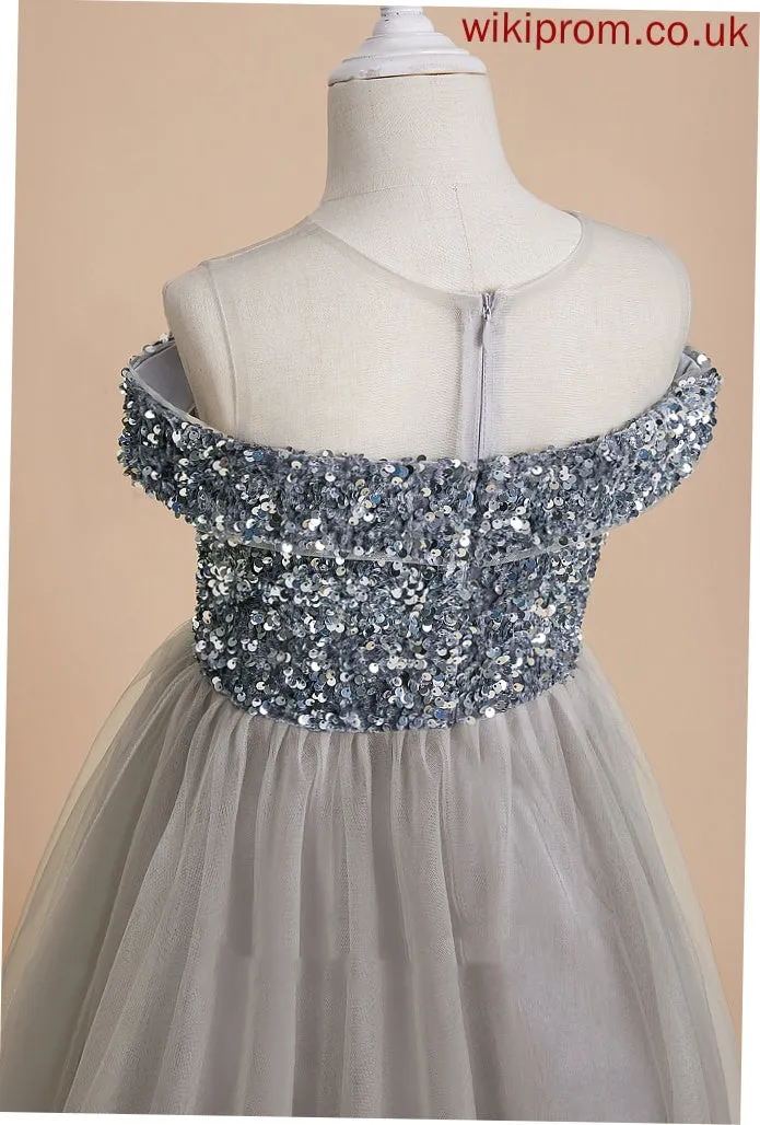 '- Dress Girl A-Line Janet Scoop Flower Girl Dresses Sleeveless Tulle/Sequined Neck Flower Floor-length