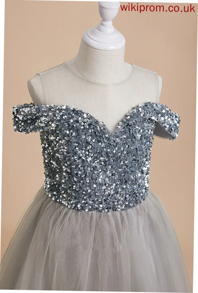 '- Dress Girl A-Line Janet Scoop Flower Girl Dresses Sleeveless Tulle/Sequined Neck Flower Floor-length