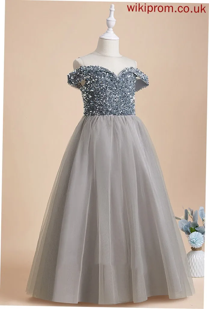 '- Dress Girl A-Line Janet Scoop Flower Girl Dresses Sleeveless Tulle/Sequined Neck Flower Floor-length