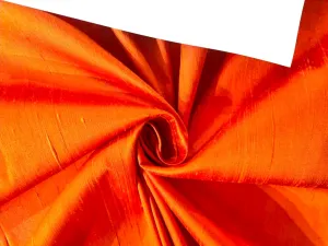 100% PURE SILK DUPION FABRIC ORANGE colour 44" wide WITH SLUBS MM57[3]