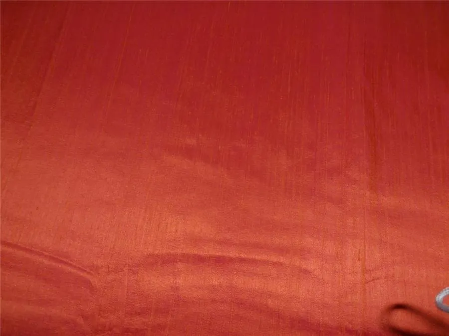 100% PURE SILK DUPION FABRIC ORANGE X PINK colour 44 wide WITH SLUBS MM39[3]