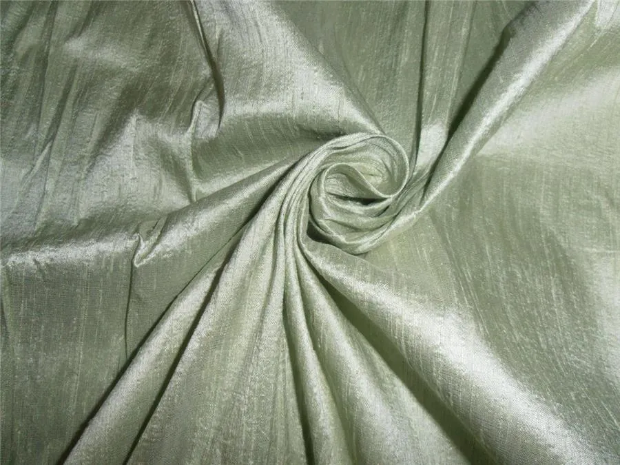 100% PURE SILK DUPIONI FABRIC DUSTY OLIVE GREEN colour 54&quot; wide WITH SLUBS* MM59[4]