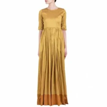 100% PURE SILK DUPIONI FABRIC gold and khaki green colour 54&quot; wide mm81[4]