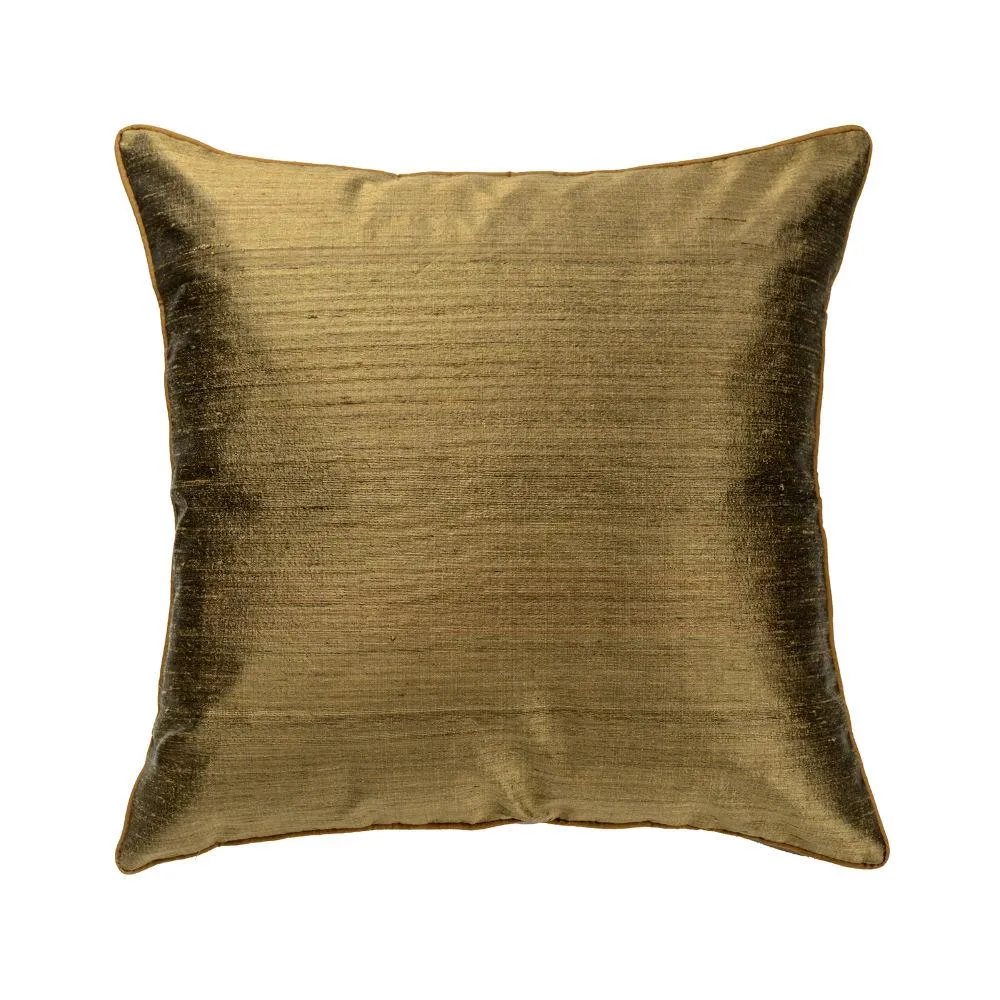 100% PURE SILK DUPIONI FABRIC gold and khaki green colour 54&quot; wide mm81[4]