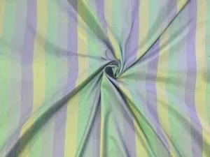 100% SILK DUPIONI green / lime/lavender stripes color 54" wide DUPS19[1]