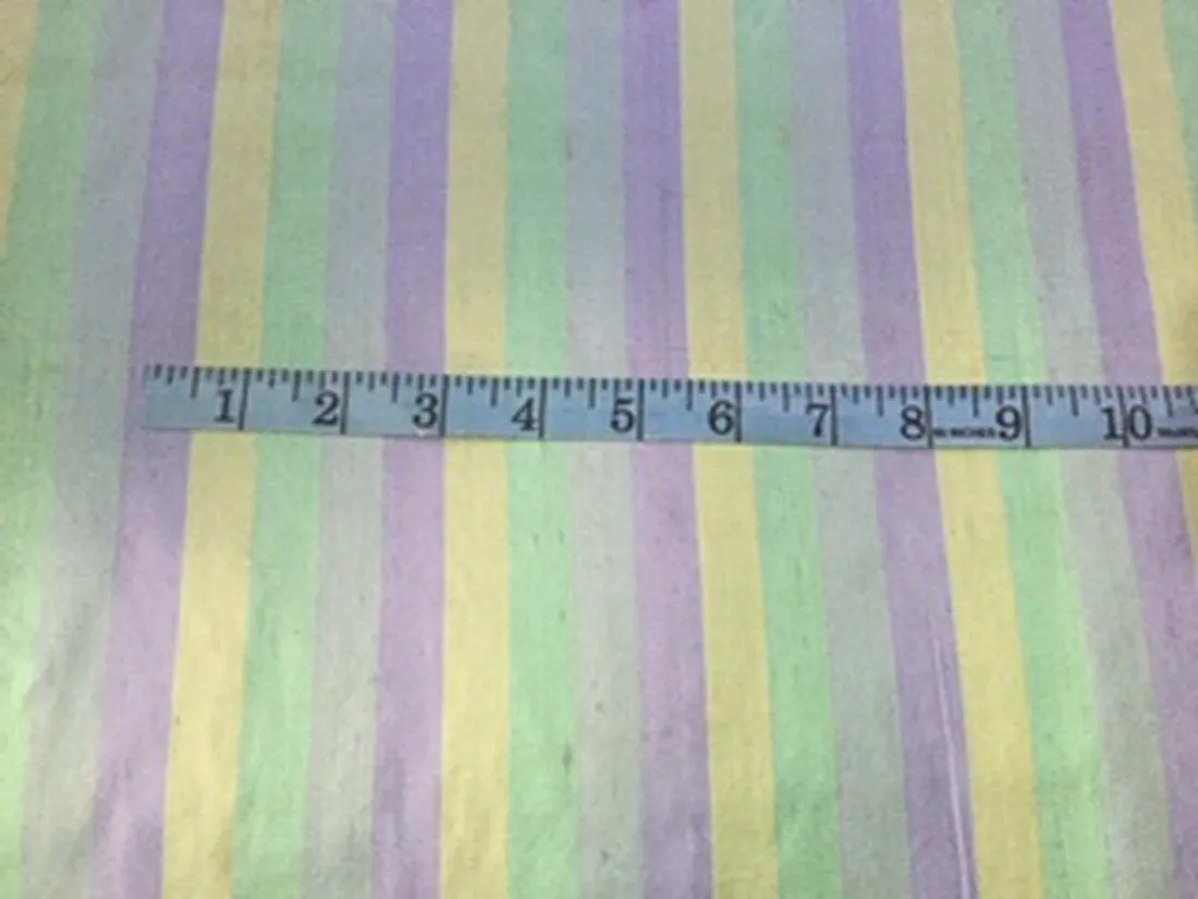 100% SILK DUPIONI green / lime/lavender stripes color 54" wide DUPS19[1]