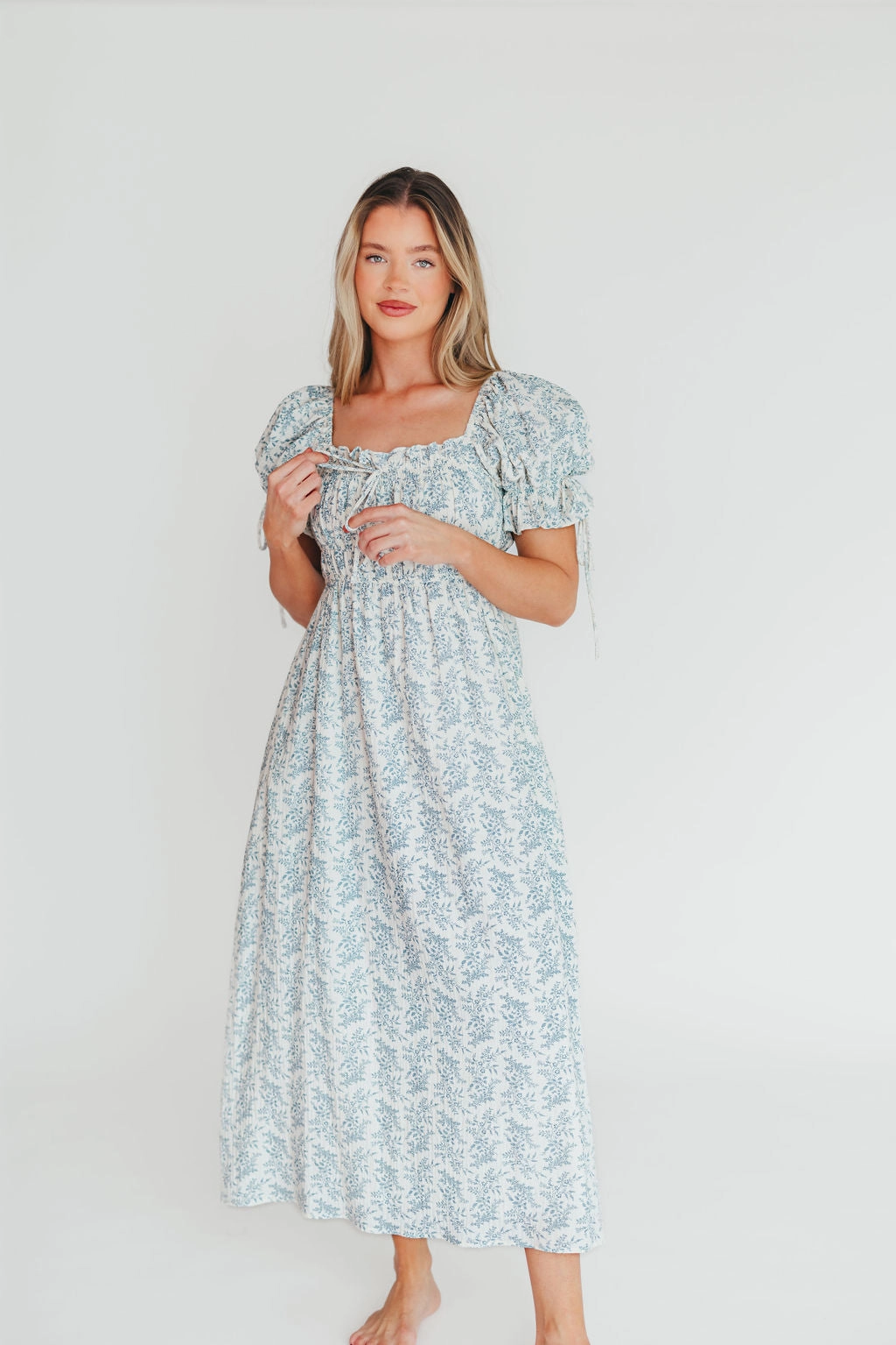 100% Cotton Savanna Steppe Dress in Blue- Bump Friendly & Inclusive Sizing