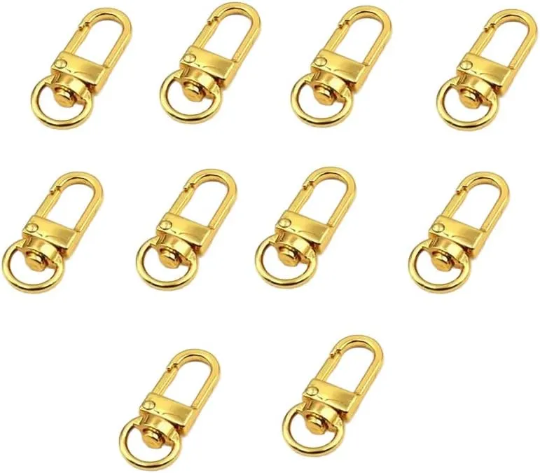 10PCS Gold Metal Swivel Lobster Claw Clasp Handbag Chain Buckles, Trigger Lanyard Snap Hooks for Key Chain Bag Belting Purse Pets Dog Chain