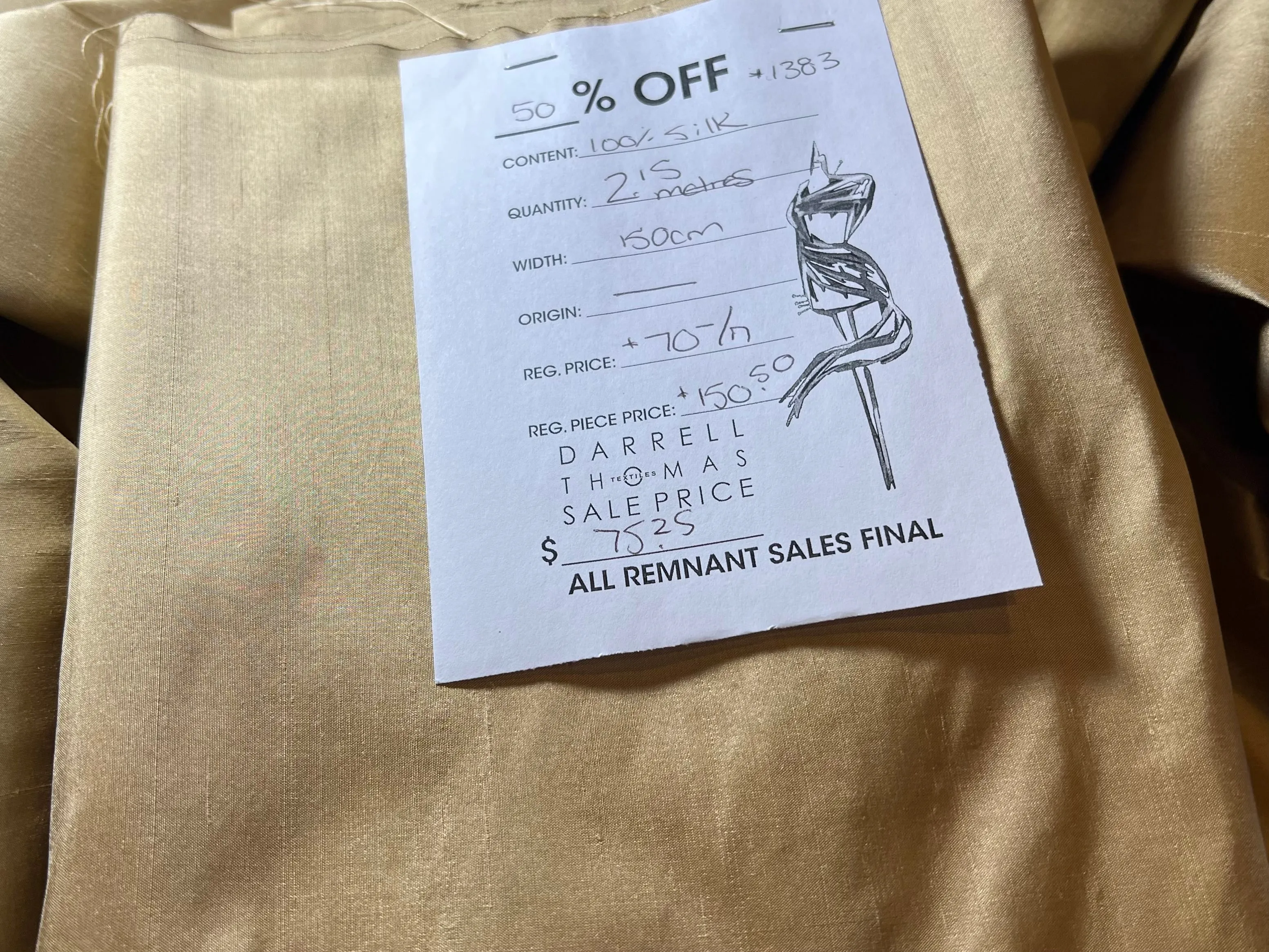 #1383 Corsican Treasure 100% Silk Shantung Remnant