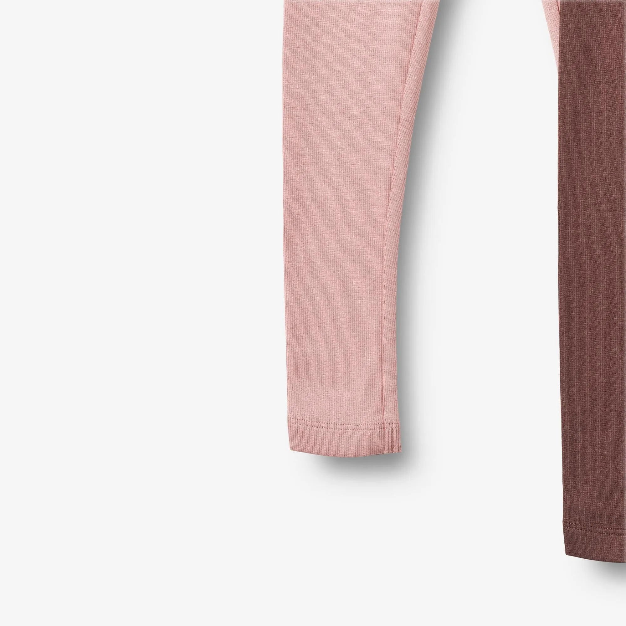2 Rib Leggings Maddy - rose frost eggplant