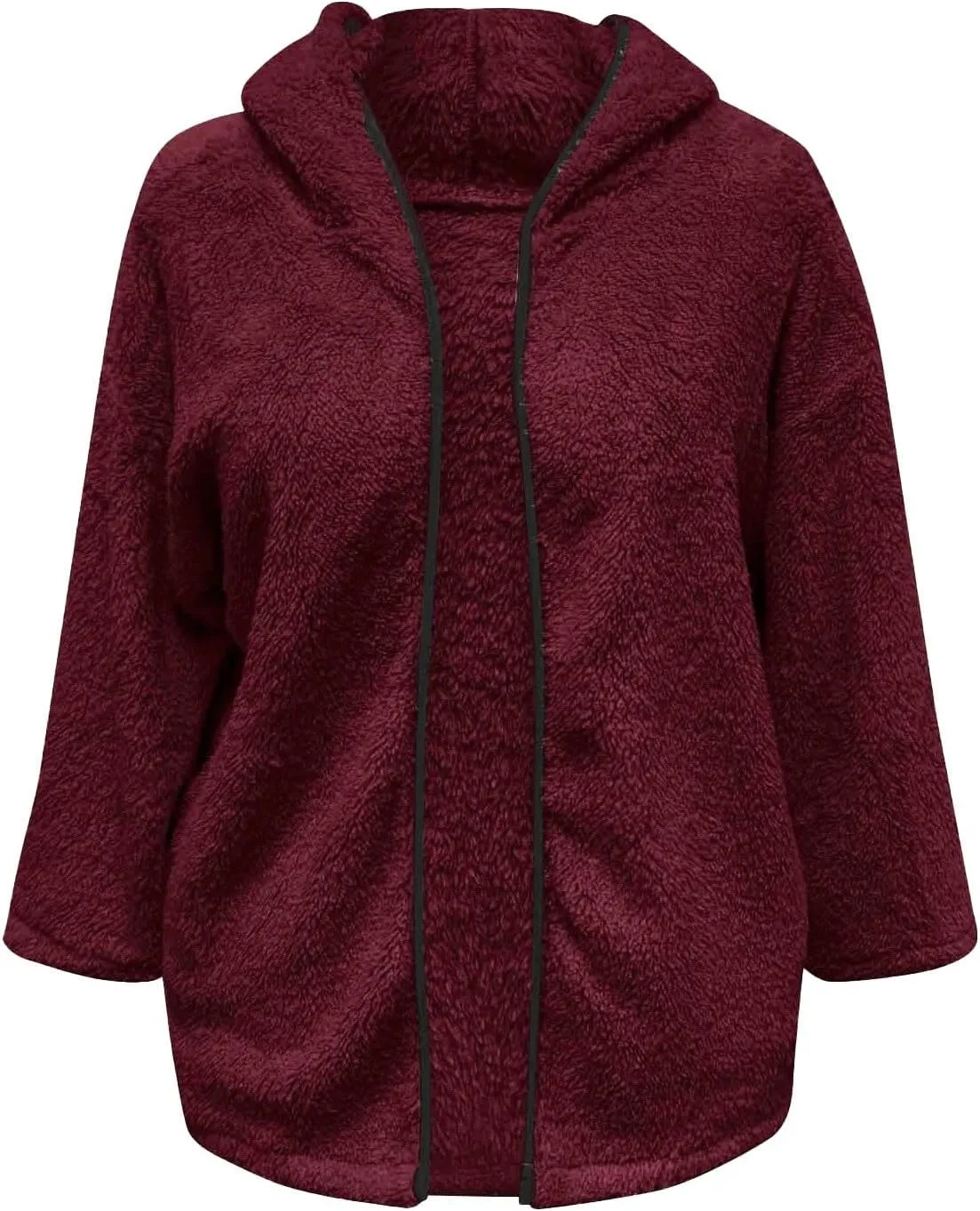 2024 Fashion Zipper Knitted Thick Fleece Coat for Women Long Sleeve Hooded Outwear Warm Soft Slim Overcoat Winter Suit