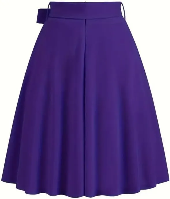2025 Skirts for Women Trendy Vintage Flare Skirt Midi Length Casual Soft High Waisted Bow A Line Summer Skirts