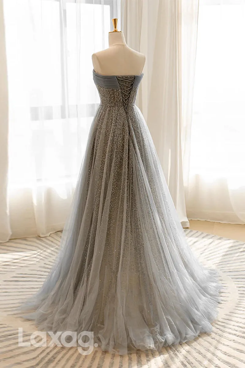 22415 - A-Line Off Shoulder Fully Sequins Tulle Party Prom Formal Evening Dress