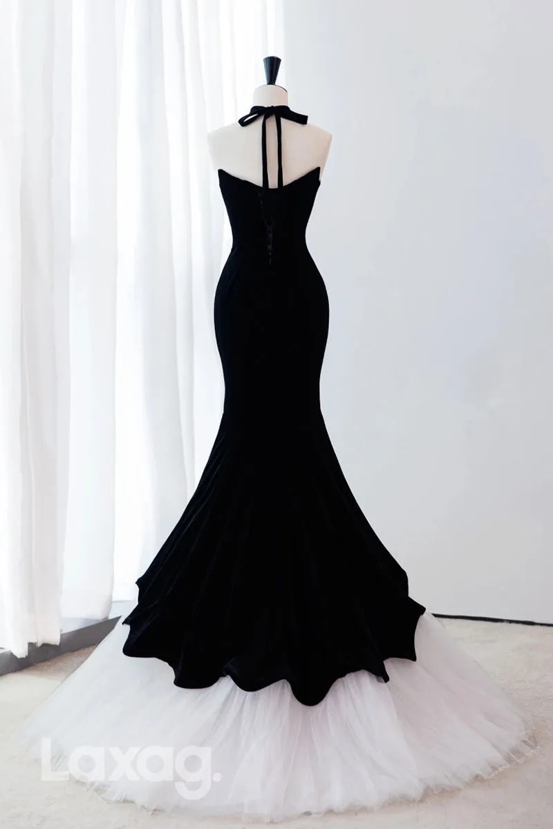 22442 - Strapless Sleek Satin Tulle Mermaid Party Prom Formal Evening Dress