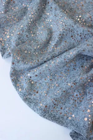 22IN REMNANT; Dusty Blue Marl & Rose Gold Flecks Brushed Sweater Knit