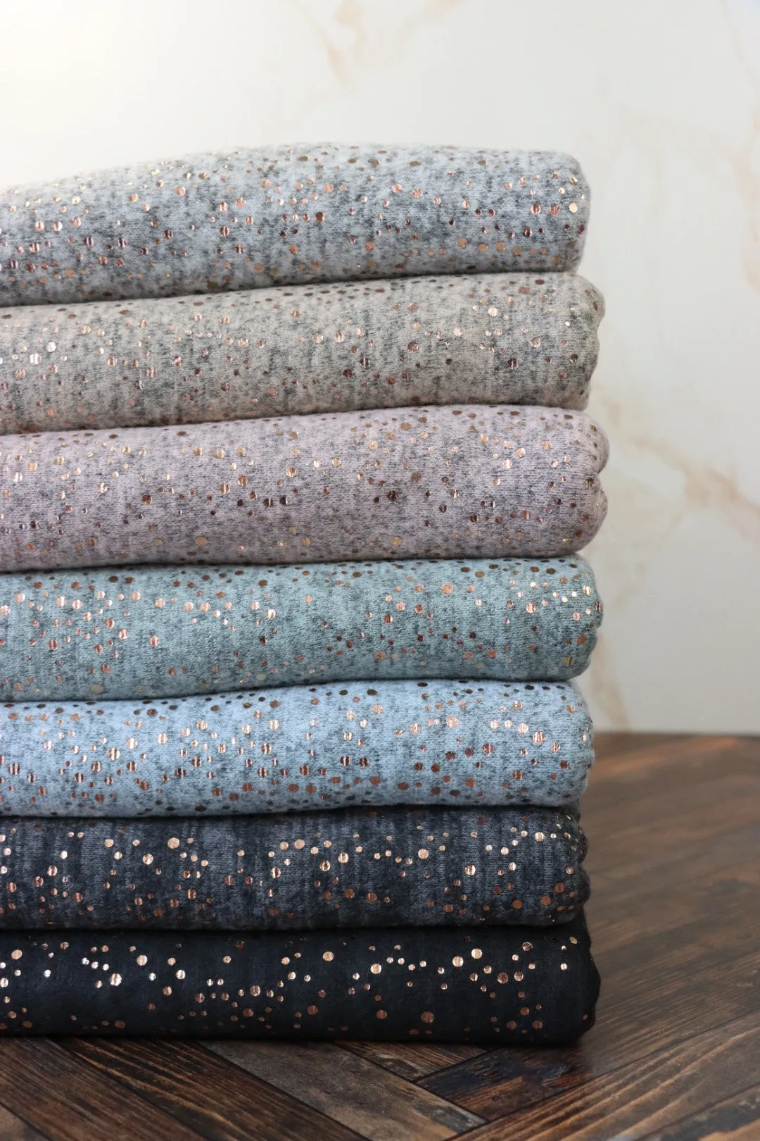 22IN REMNANT; Dusty Blue Marl & Rose Gold Flecks Brushed Sweater Knit