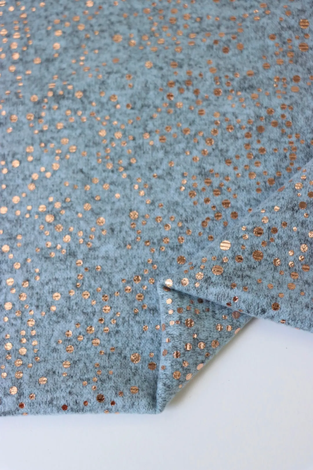 22IN REMNANT; Dusty Blue Marl & Rose Gold Flecks Brushed Sweater Knit