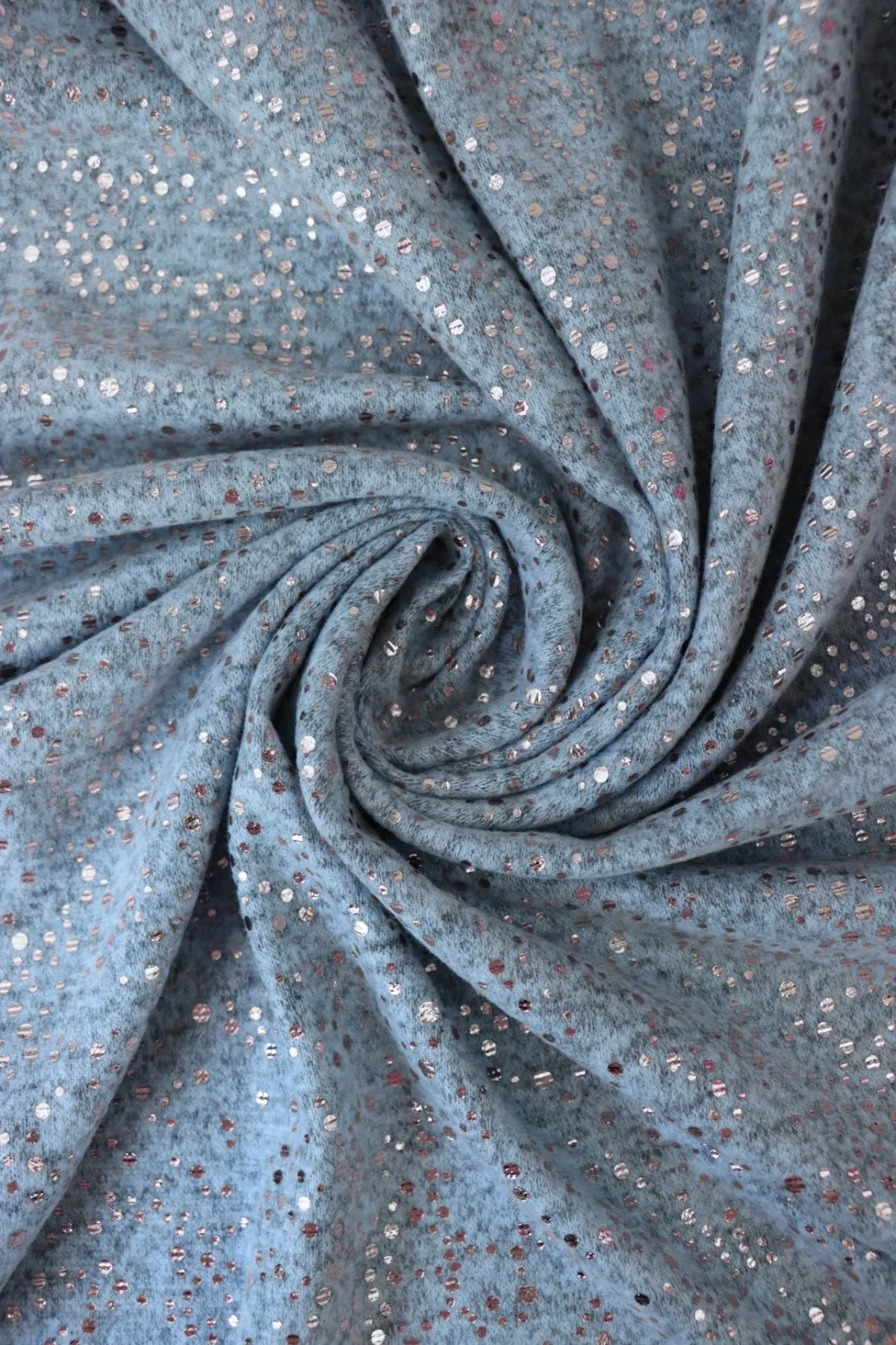 22IN REMNANT; Dusty Blue Marl & Rose Gold Flecks Brushed Sweater Knit