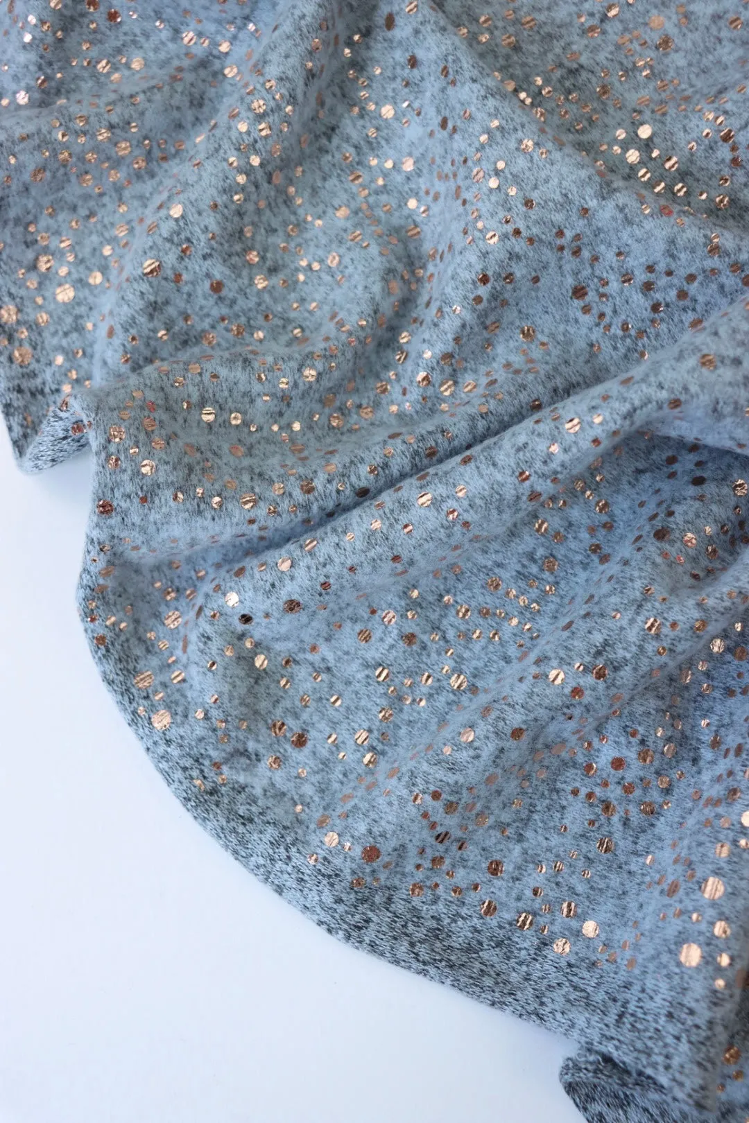 22IN REMNANT; Dusty Blue Marl & Rose Gold Flecks Brushed Sweater Knit