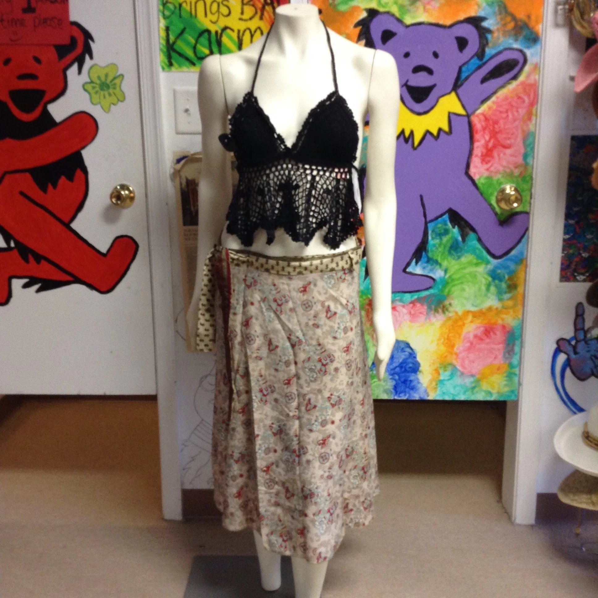 24" Reversible Sari Material Wrap Skirt