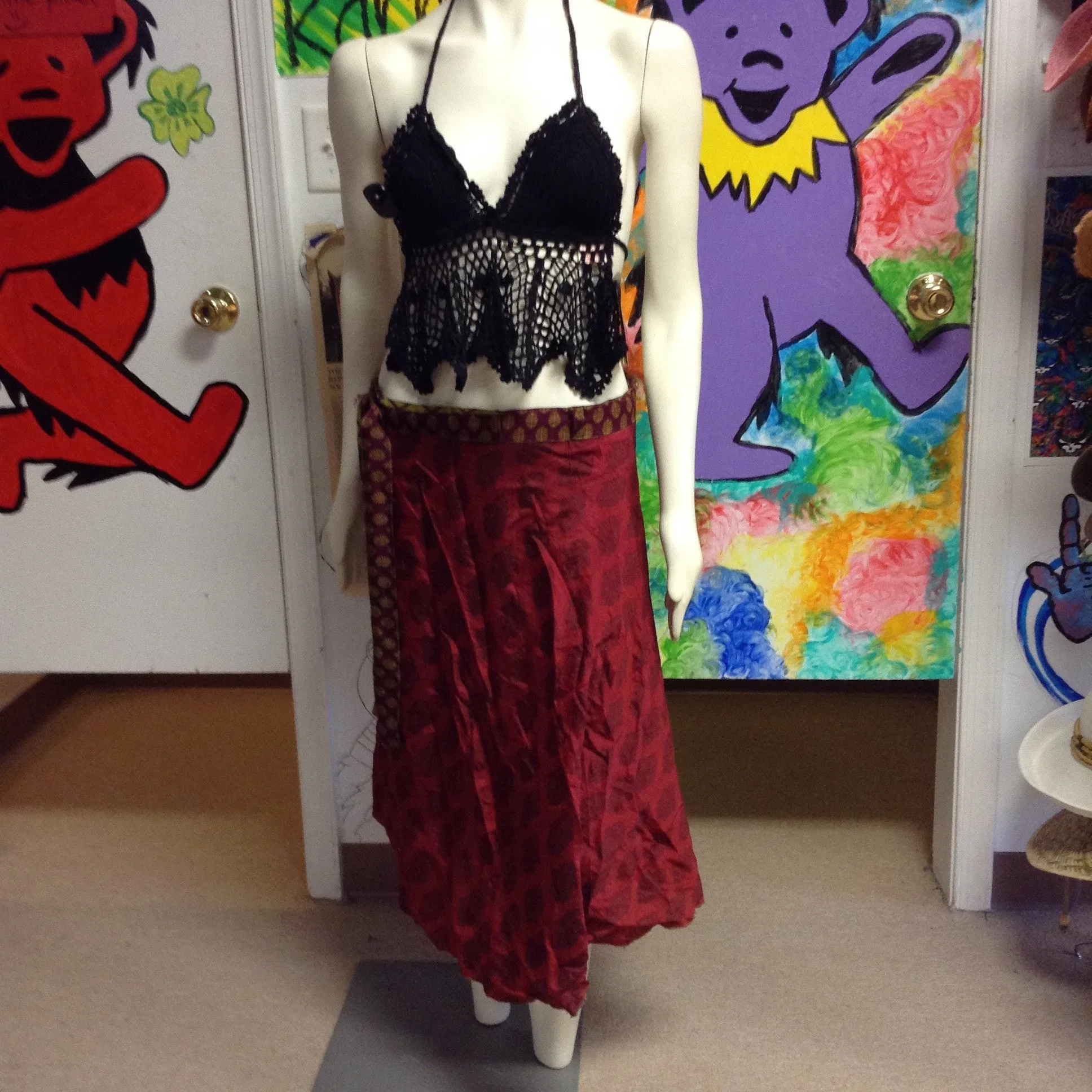 24" Reversible Sari Material Wrap Skirt
