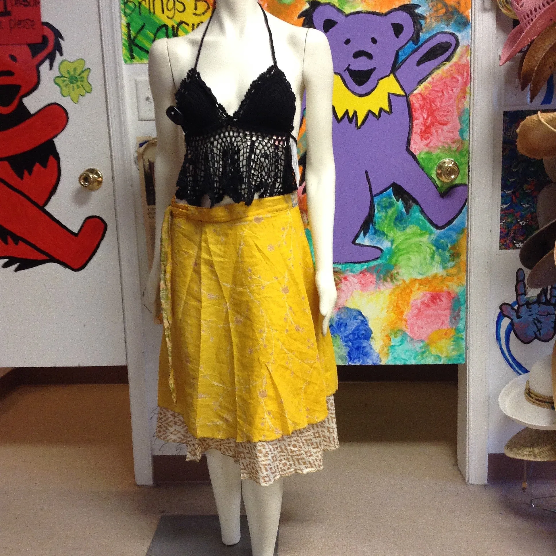 24" Reversible Sari Material Wrap Skirt