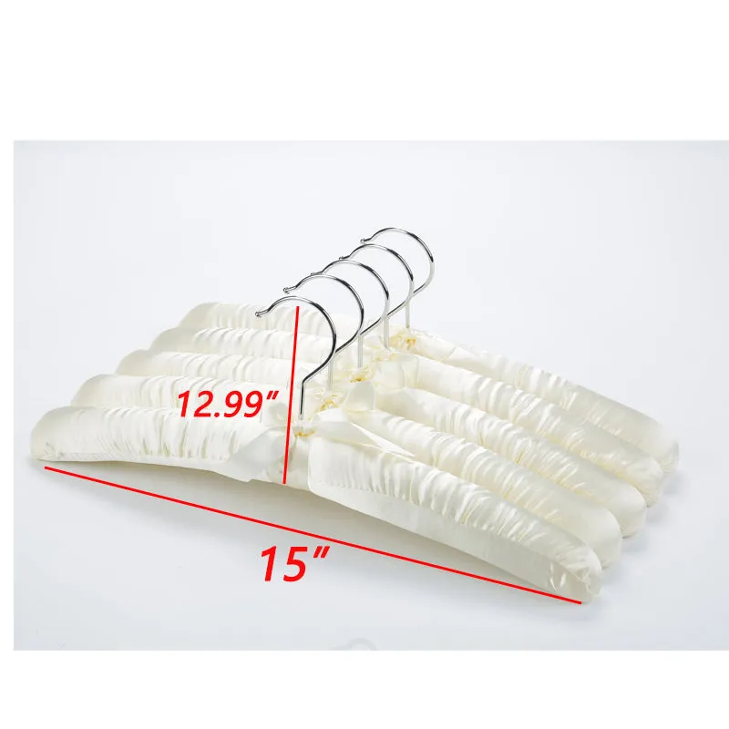 25-Pack Satin Padded Silk Hangers - Ivory White