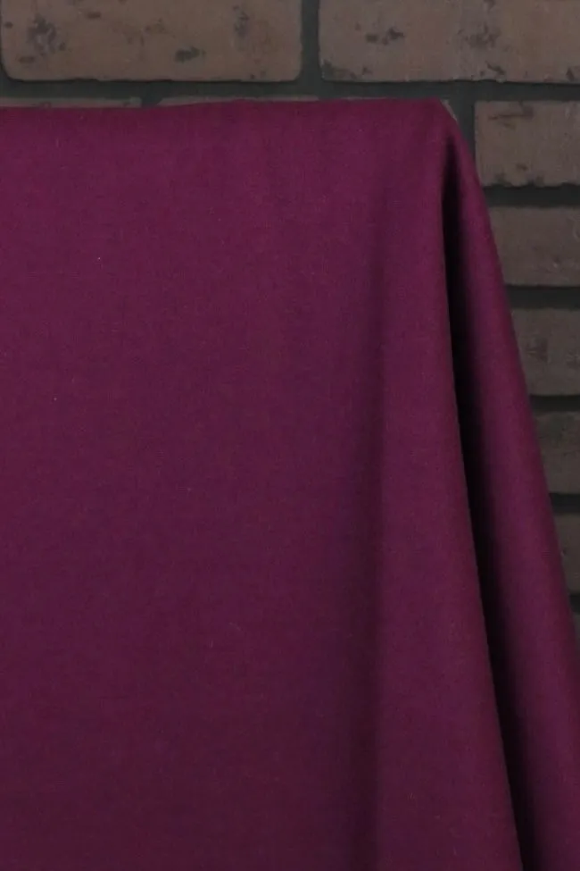2YD 23IN REMNANT; Magenta Purple Oslo Double Knit Wool