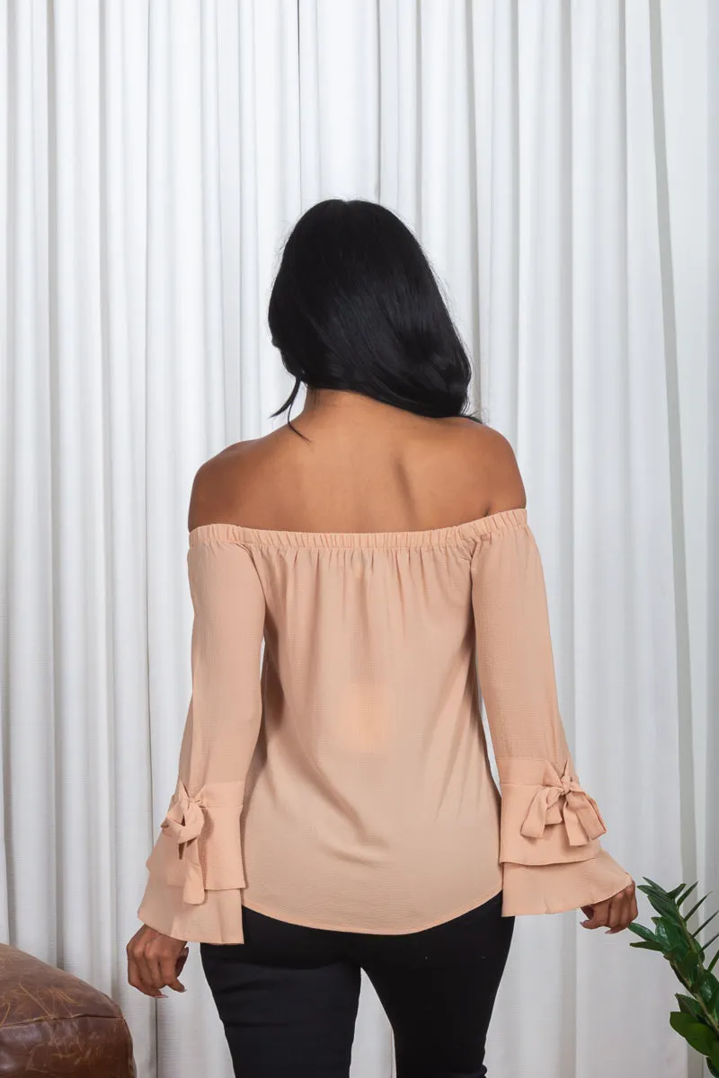 3/4 Sleeve Off the Shoulder Bell Sleeve Top* (171047)