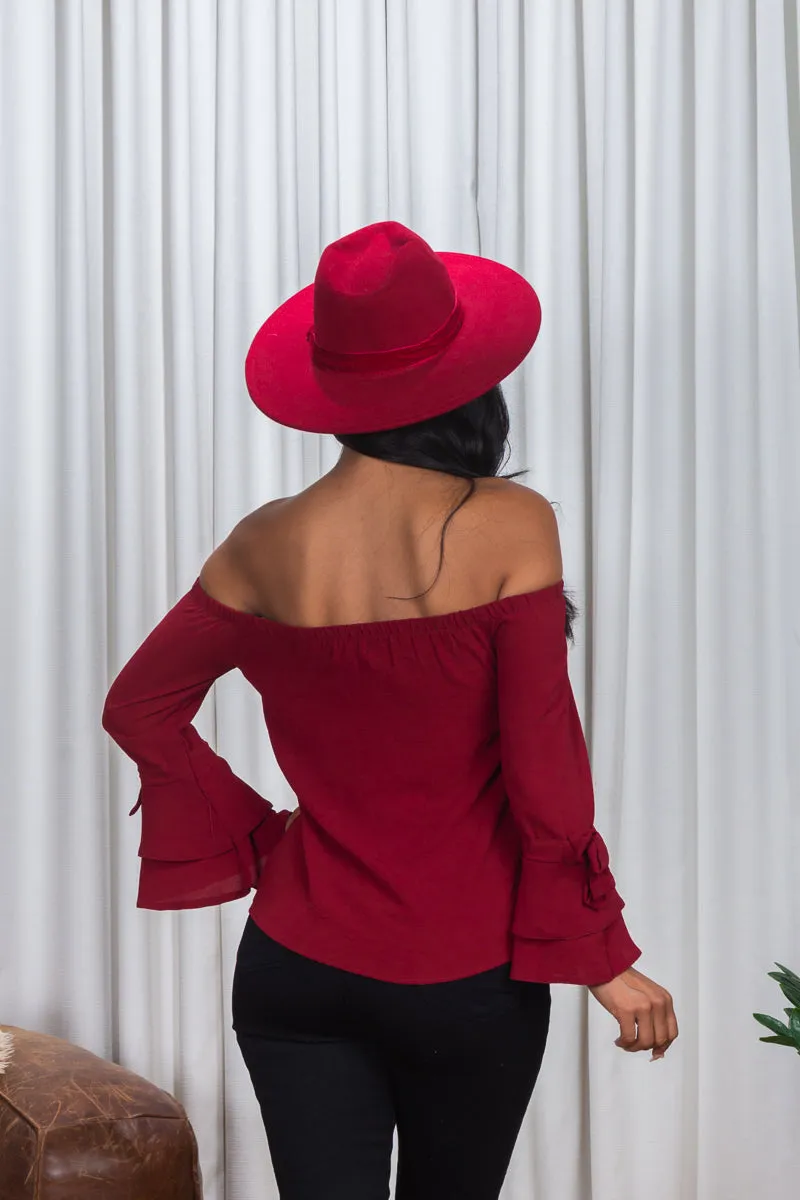 3/4 Sleeve Off the Shoulder Bell Sleeve Top* (171047)
