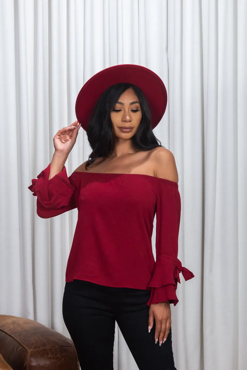 3/4 Sleeve Off the Shoulder Bell Sleeve Top* (171047)