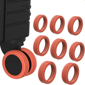 8pack Luggage Suitcase Silicone Wheels Cover,Carry on Luggage Accessories Reduce Noise & Wear-Resistant for Dule-Spinner Wheels Travel Luggage Suitcase (orange)
