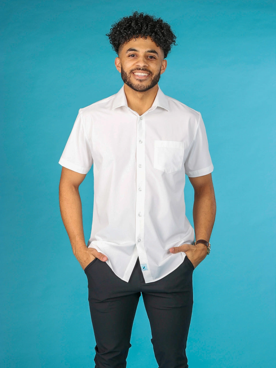 &Collar Range Short Sleeve Dress Shirt Slim