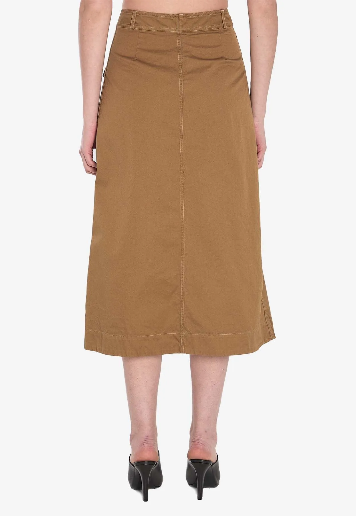 A-line Buttoned Midi Skirt