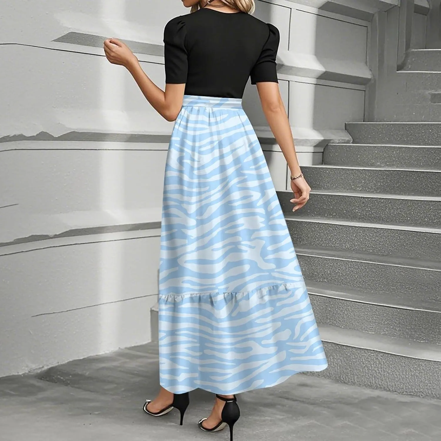 A Line Dresses for Women 2025 Elegant Classy Empire Waist Short Sleeve Wedding Guest Dress Summer Work Wrap Sundress
