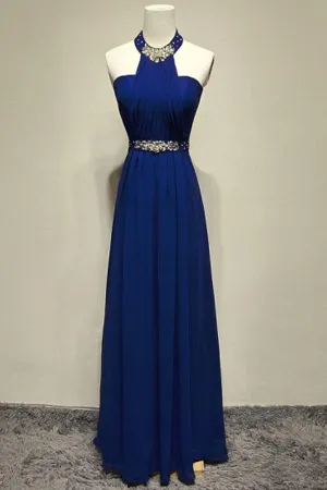 A-line Halter Crystal Floor-Length Evening/Prom Dress PG383
