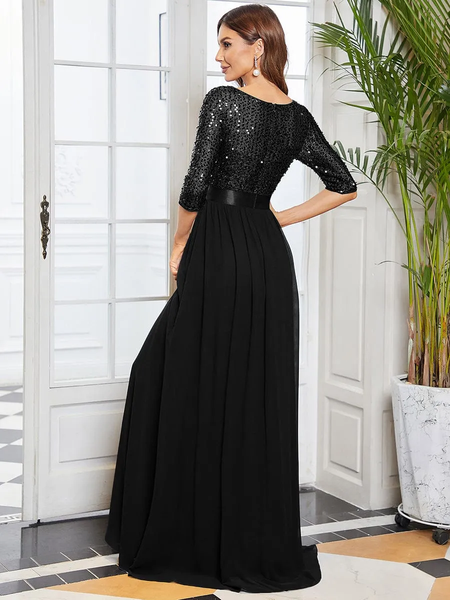 A-Line Sequined Formal Dress