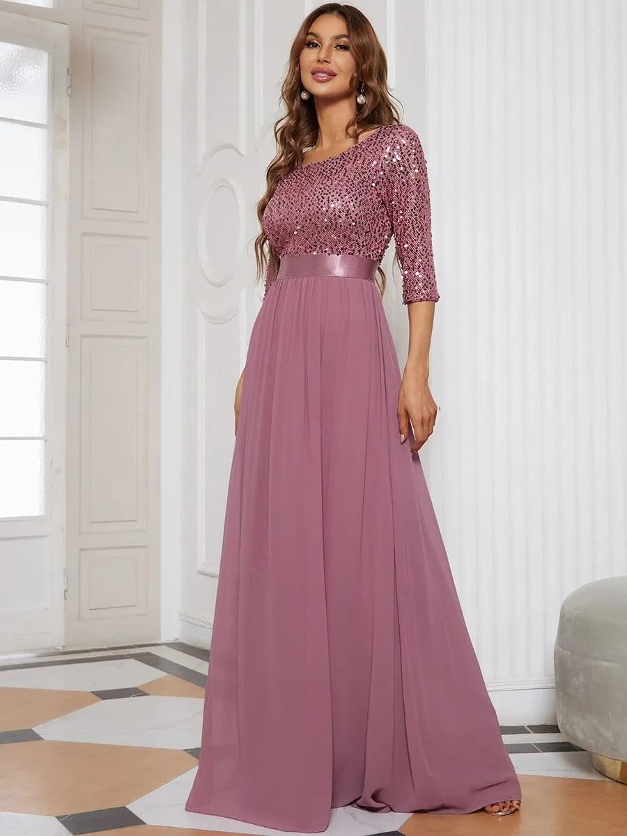 A-Line Sequined Formal Dress