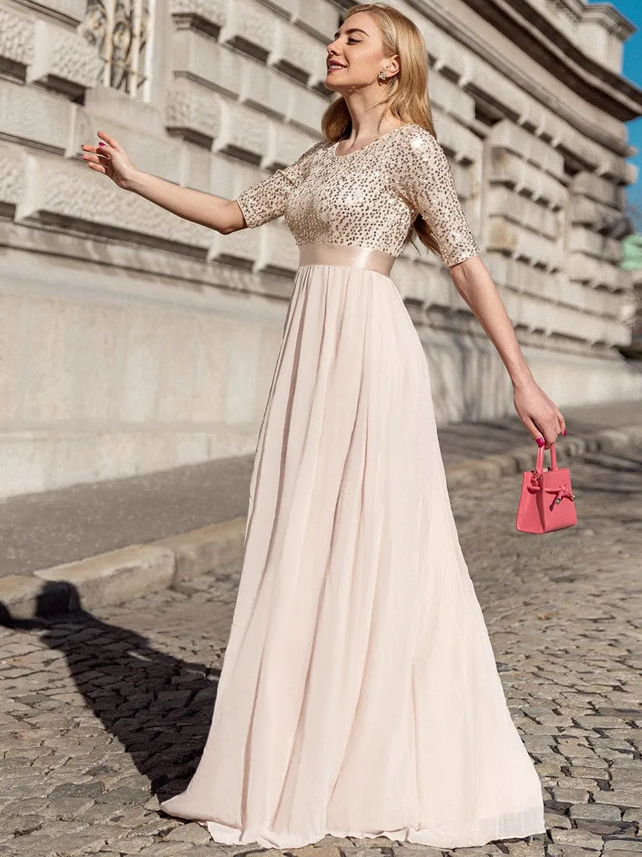 A-Line Sequined Formal Dress