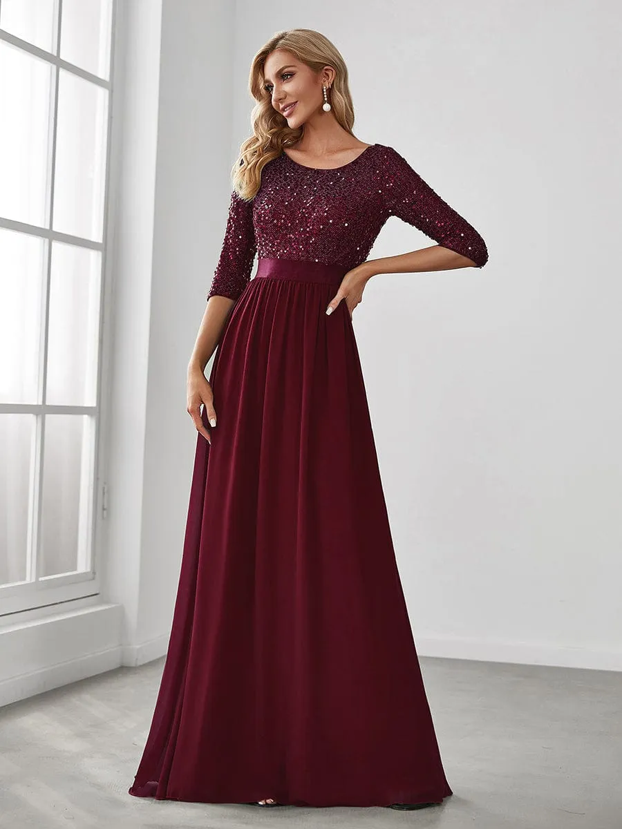 A-Line Sequined Formal Dress