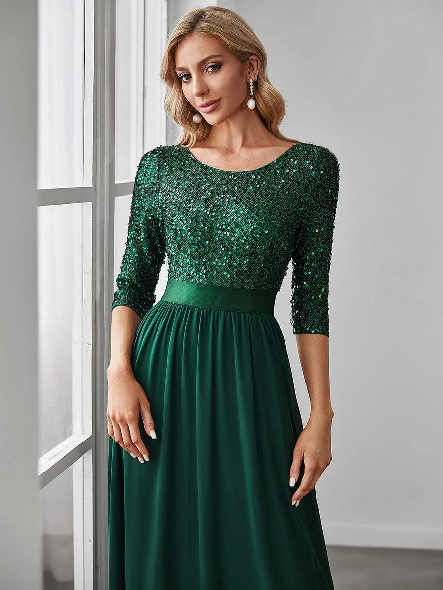 A-Line Sequined Formal Dress