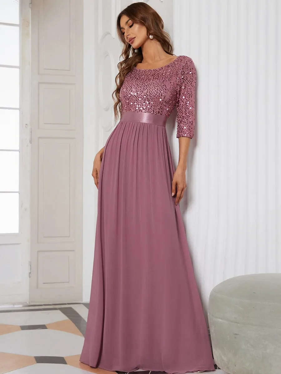 A-Line Sequined Formal Dress