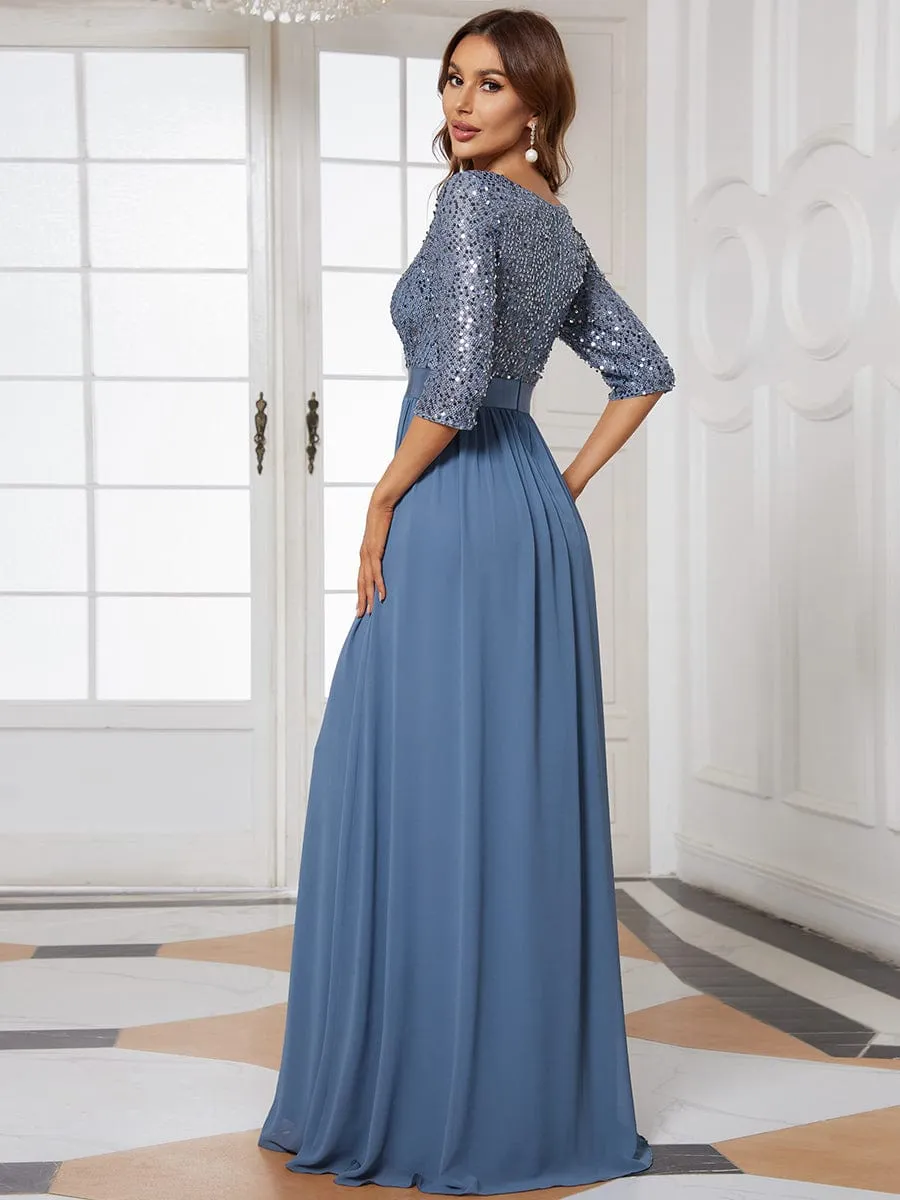 A-Line Sequined Formal Dress