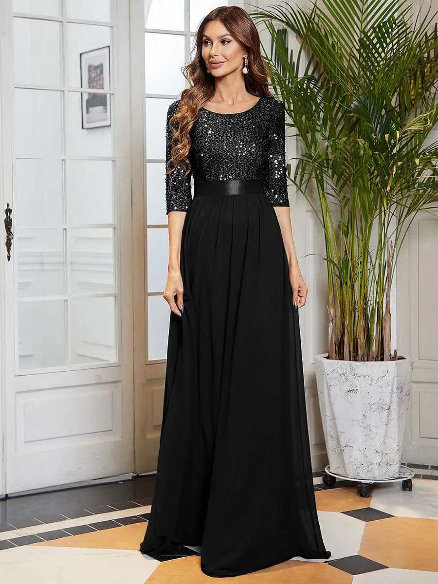 A-Line Sequined Formal Dress
