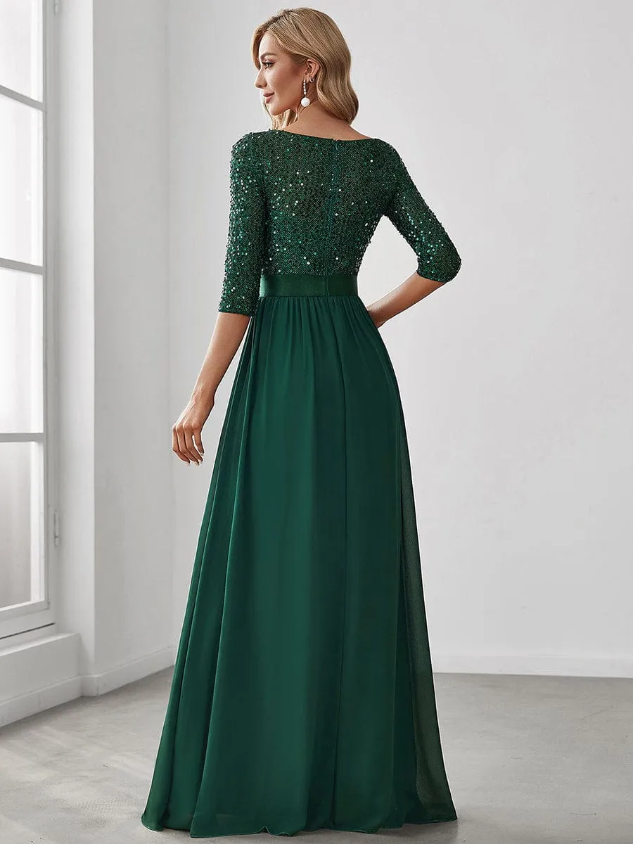 A-Line Sequined Formal Dress