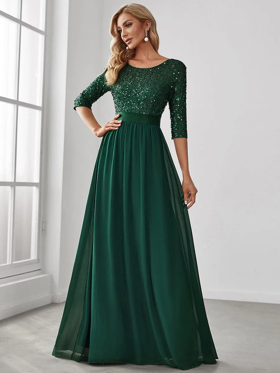 A-Line Sequined Formal Dress