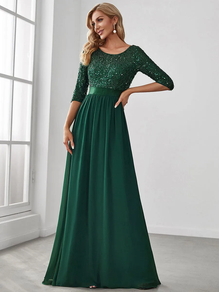 A-Line Sequined Formal Dress