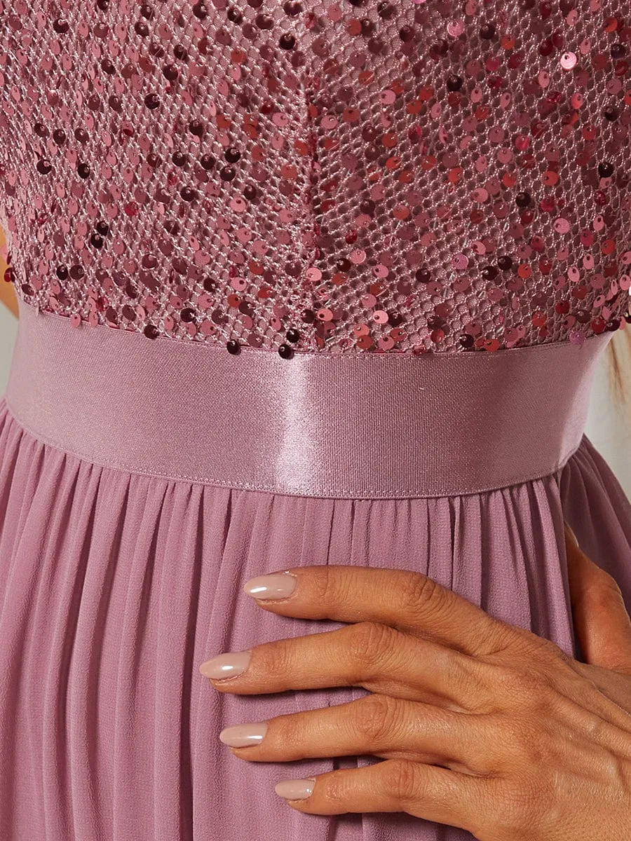 A-Line Sequined Formal Dress