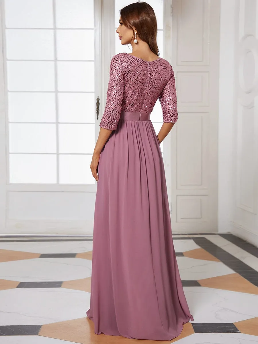 A-Line Sequined Formal Dress